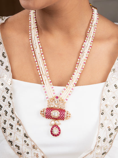 Shehnai Ruby Long Necklace Set