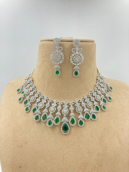 Emerald Green Jelvi Zirconia Statement Jewellery Set
