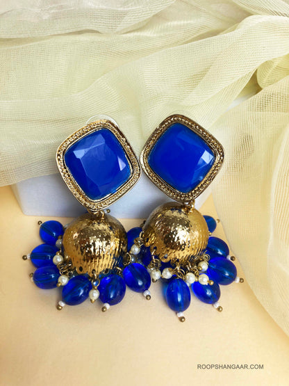Blue Diya Jhumkis