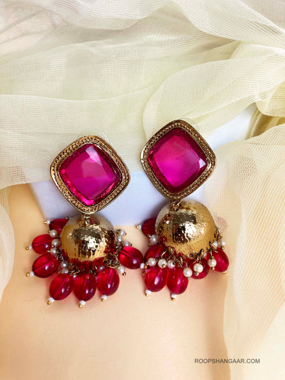 Ruby Diya Jhumkis