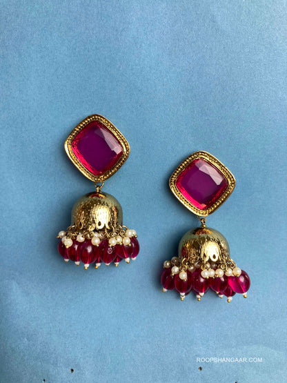 Ruby Diya Jhumkis