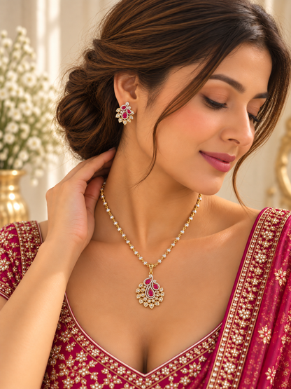 Amaira AD Pendant Set with Mala & Earrings