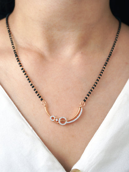 Evara Diamond Mangalsutra with Earrings – Rose Gold Plated