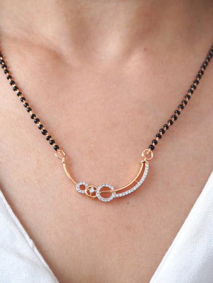 Evara Diamond Mangalsutra with Earrings – Rose Gold Plated
