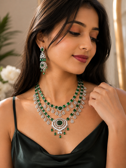 Emerald Green Fiona Zirconia Jewellery Set