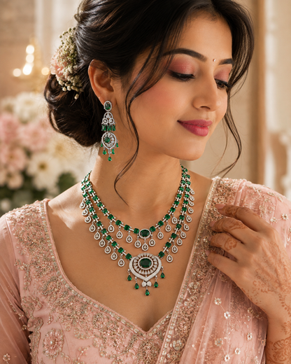 Emerald Green Fiona Zirconia Jewellery Set