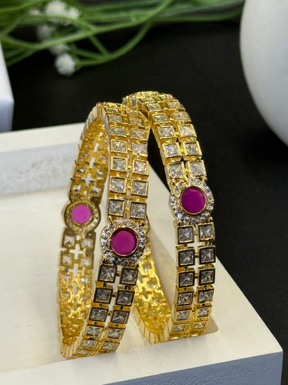 Aarohi's Grace Premium AD Gold Plated Bangles
