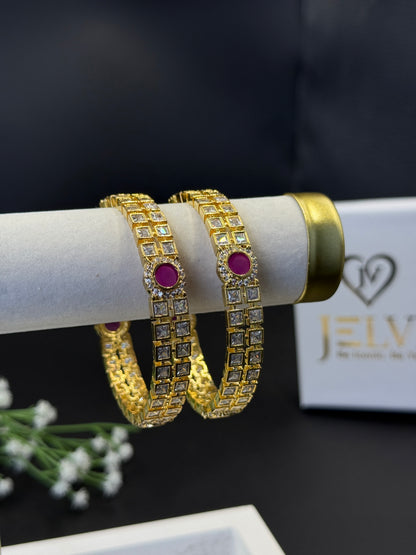 Aarohi's Grace Premium AD Gold Plated Bangles