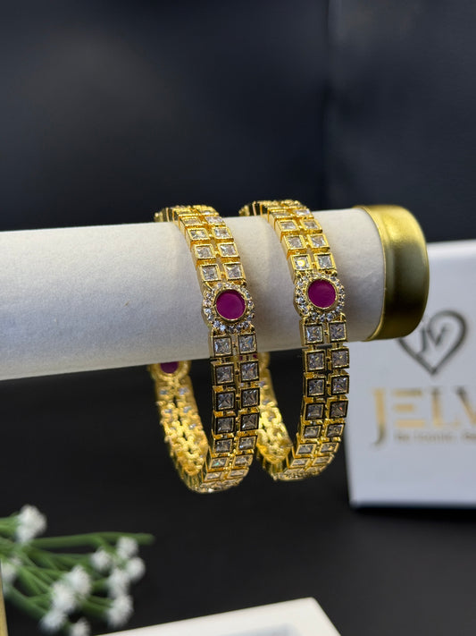 Aarohi's Grace Premium AD Gold Plated Bangles
