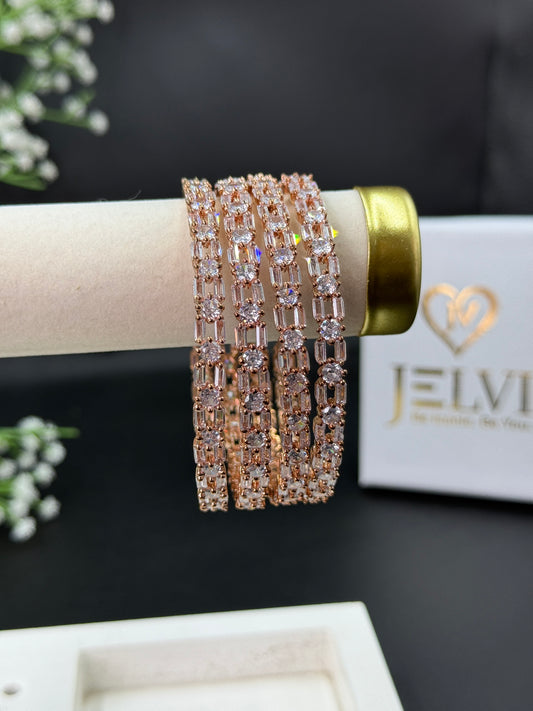 Kashvi Rose Gold Plated AD Bangles for Women