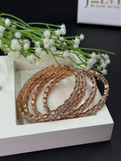 Kashvi Rose Gold Plated AD Bangles for Women