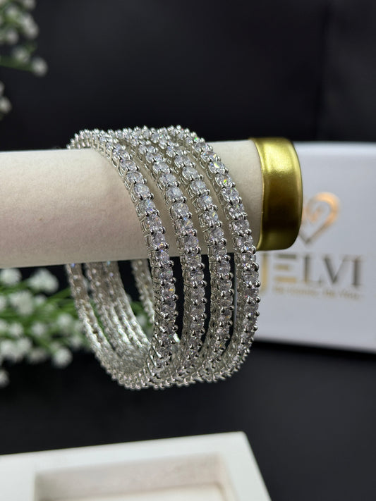 Anaya Silver Plated AD Bangles for Women
