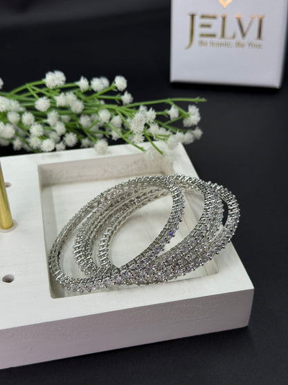 Anaya Silver Plated AD Bangles for Women
