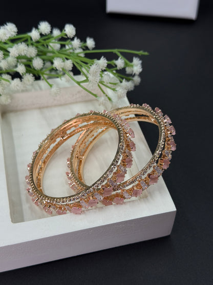 Trisha Rose Gold Plated AD Bangles for Women