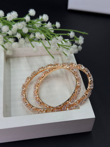 Niharika Rose Gold Plated AD Bangles for Women
