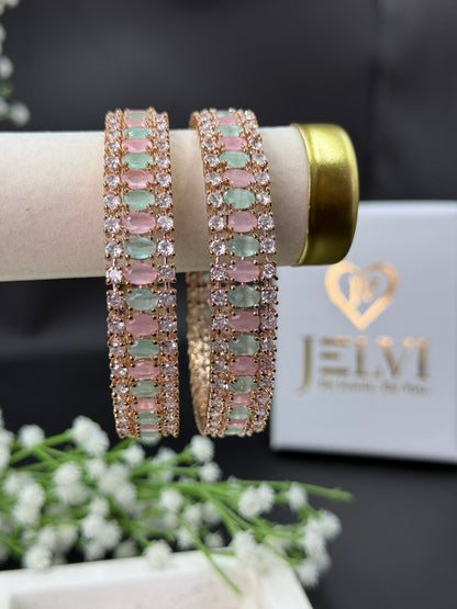Prisha's Grace Premium AD Rose Gold Plated Bangles