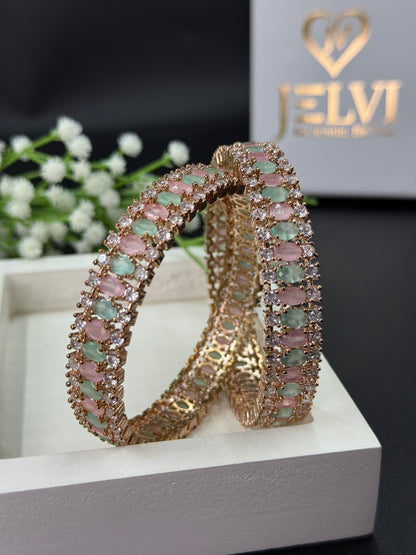 Prisha's Grace Premium AD Rose Gold Plated Bangles