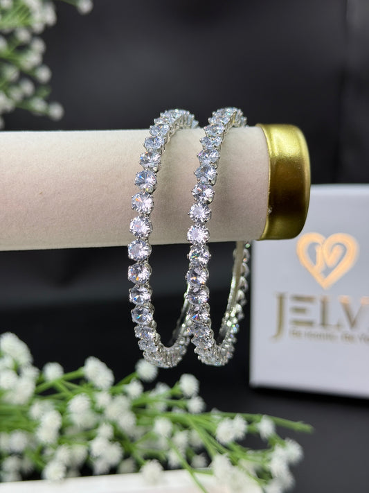 Mahika Silver Plated AD Bangles for Women