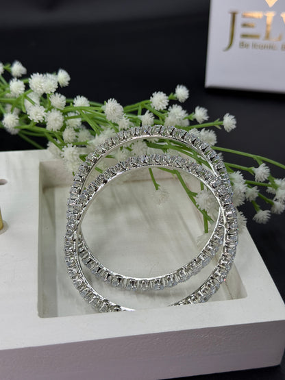 Mahika Silver Plated AD Bangles for Women