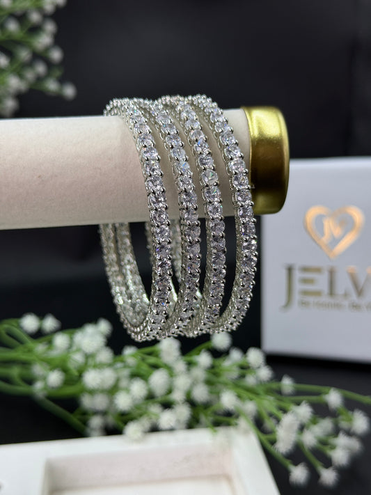 Shanaya Silver Plated AD Bangles for Women