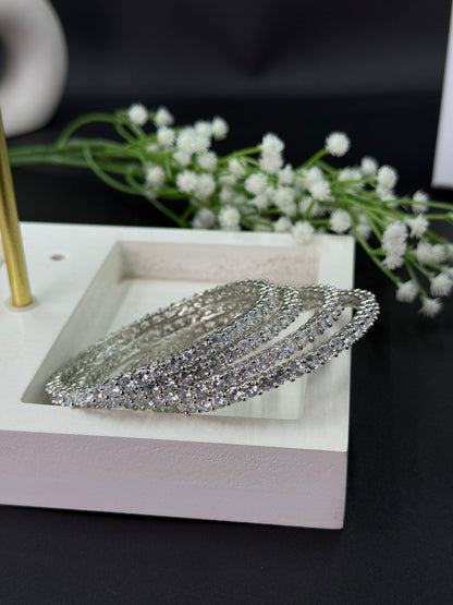 Shanaya Silver Plated AD Bangles for Women