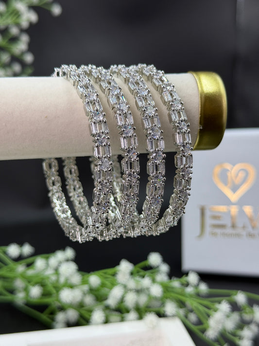 Anvi Silver Plated AD Bangles for Women