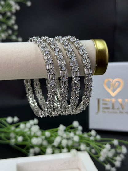 Anvi Silver Plated AD Bangles for Women