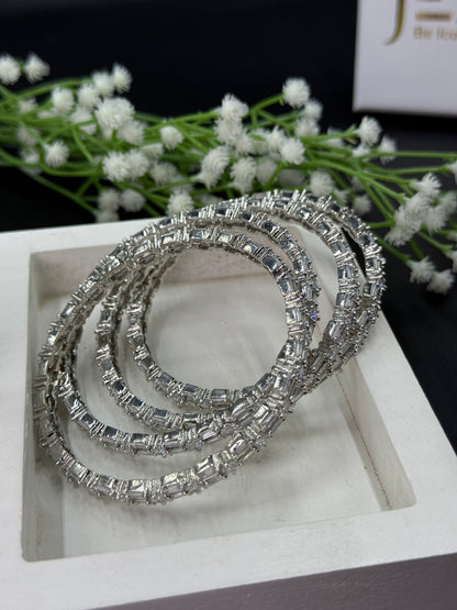 Anvi Silver Plated AD Bangles for Women