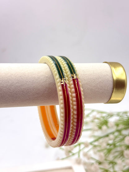 MULTICOLOR SWASTIK GOLD TAAR BANGLES