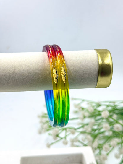 SIDDHI MULTICOLOR GOLD TAAR BANGLES - GLASS FINISH