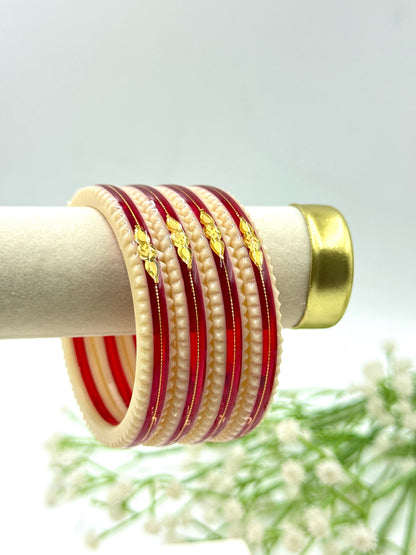SIDDHI GOLD TAAR BANGLES - RED & WHITE