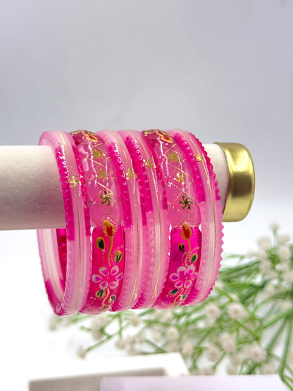 SHAGUN GOLD TAAR BANGLES - PINK