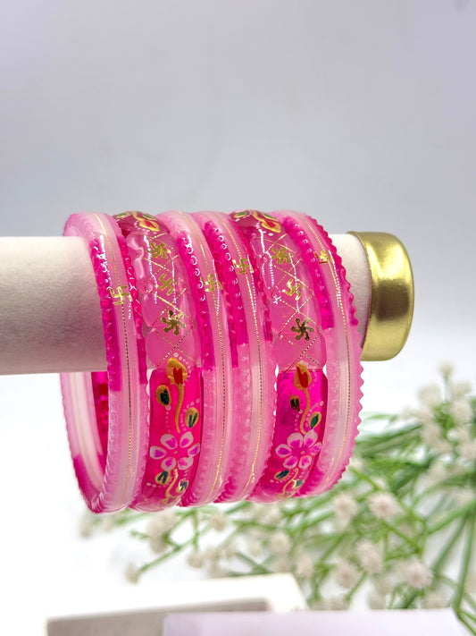 SHAGUN GOLD TAAR BANGLES - PINK