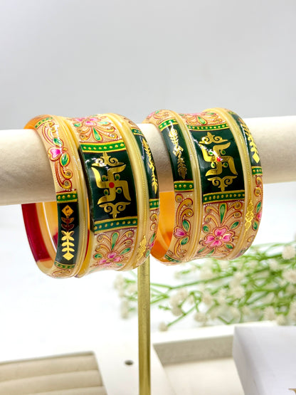 SHAGUN GOLD TAAR BANGLES - WHITE
