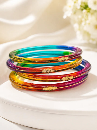 SIDDHI MULTICOLOR GOLD TAAR BANGLES - GLASS FINISH