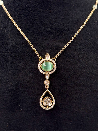 Esha Moissanite Pendant Set with Mala & Earrings