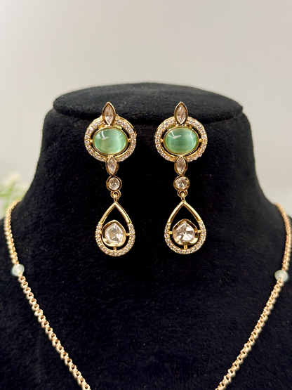 Esha Moissanite Pendant Set with Mala & Earrings