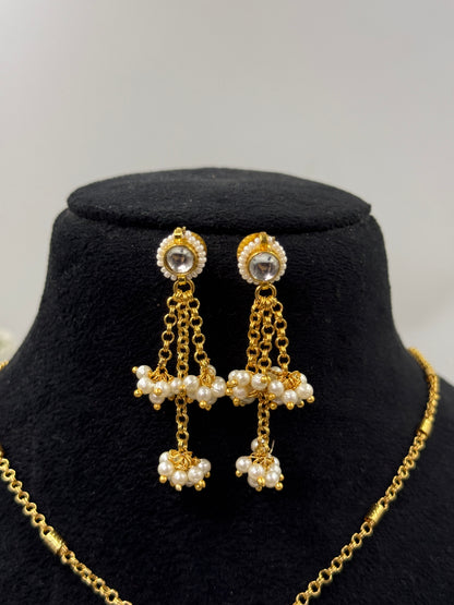 Charvi Pearl Kundan Pendant Set with Mala