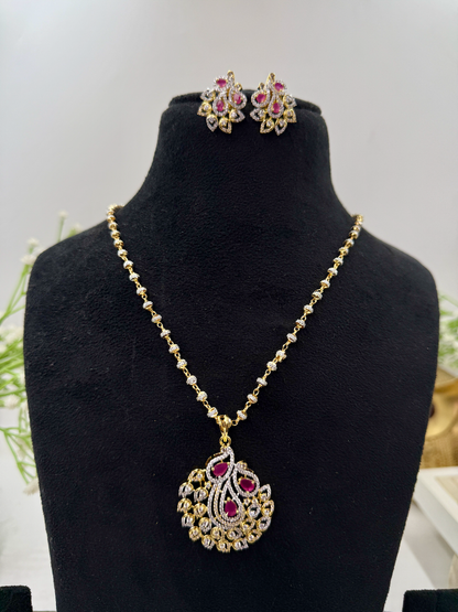 Amaira AD Pendant Set with Mala & Earrings
