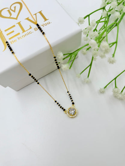 Lightweight Single Diamond Gold Plated Jhanvi Mangalsutra
