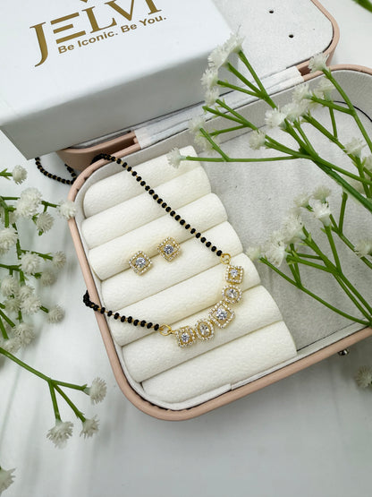Navira Diamond Mangalsutra with Earrings – Gold Plated