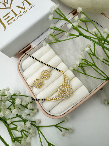 Rynika Diamond Mangalsutra with Earrings – Gold Plated