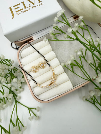 Ryvika Diamond Mangalsutra with Earrings – Rose Gold Finish