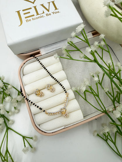 Vihana Diamond Mangalsutra with Earrings – Rose Gold Plated