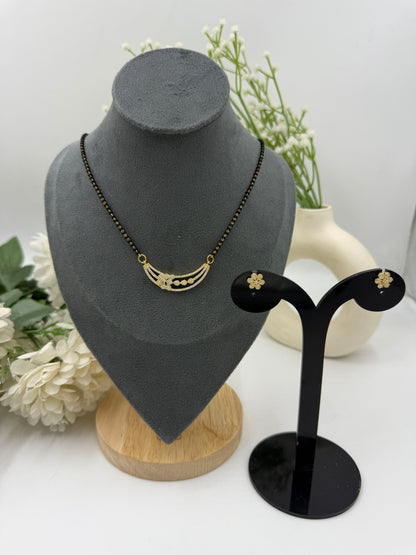 Reyva Diamond Mangalsutra with Earrings – Gold Plated