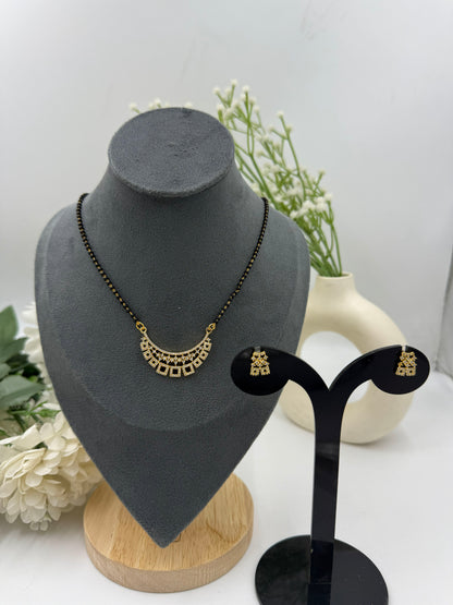 Nyrika Diamond Mangalsutra with Earrings – Gold Plated