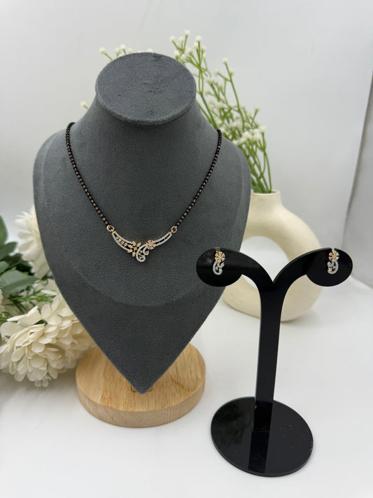 Aelina Diamond Mangalsutra with Earrings – Gold Plated
