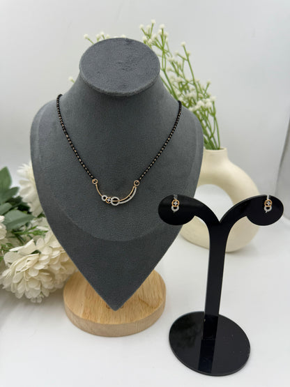 Evara Diamond Mangalsutra with Earrings – Rose Gold Plated
