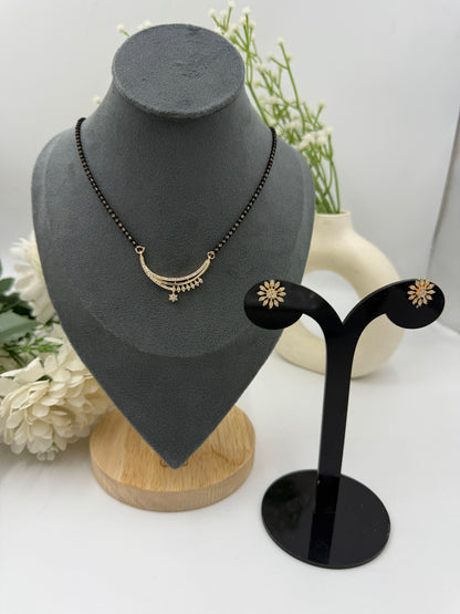 Ryvika Diamond Mangalsutra with Earrings – Rose Gold Finish
