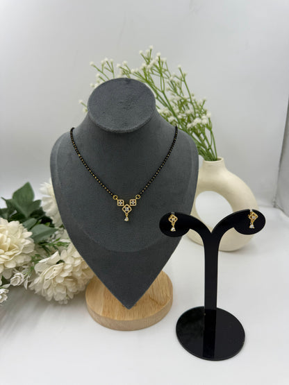 Kiyana Diamond Mangalsutra with Earrings – Gold Plated